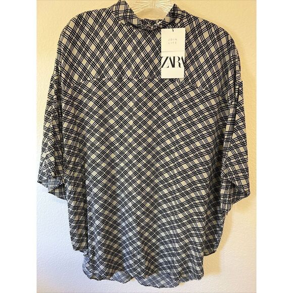 Zara Tops - Zara Black And Tan Women’s Blouse Size Small NWT